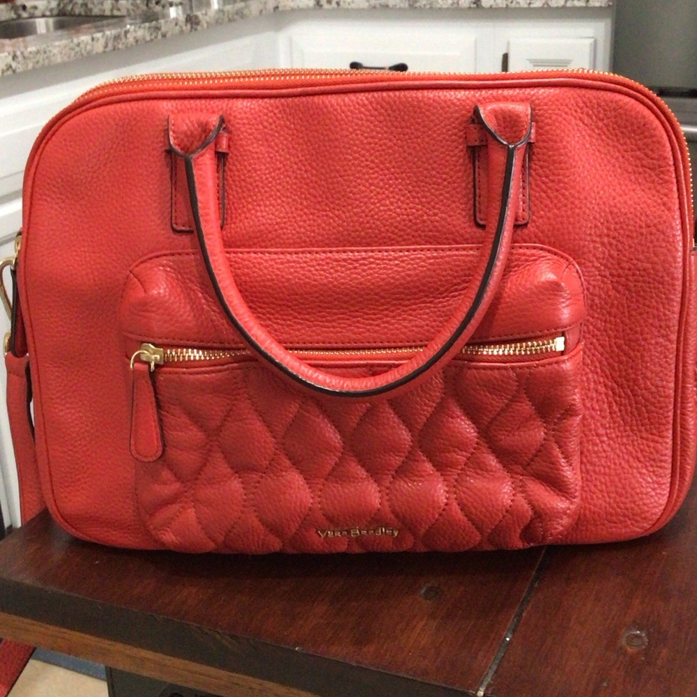 Gorgeous orange/red Vera Bradley leather satchel in perfect condition
